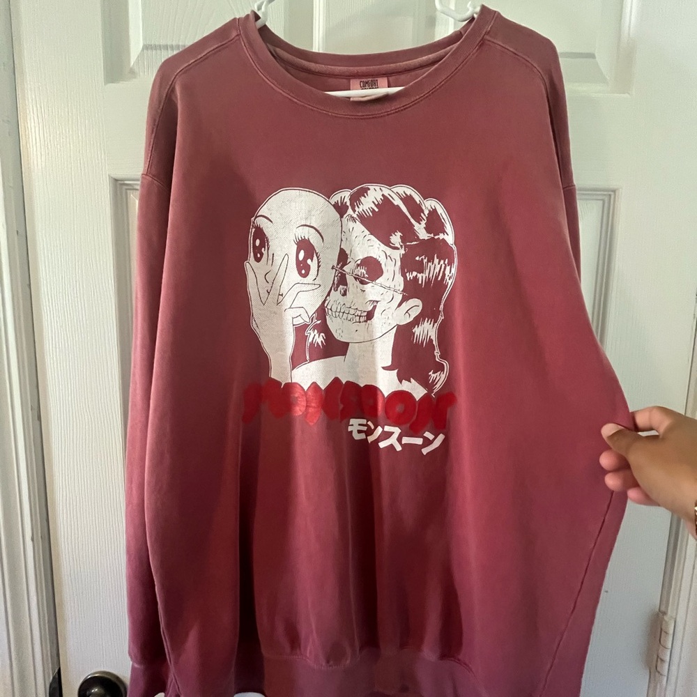 Monsoon Band Skull & Mask Pullover Sweatshirt - Dusty Rose